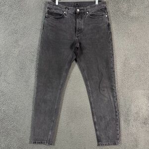 Asket Jeans Mens 32x32 Black Regular Fit Button Fly Denim Pants Made in Italy